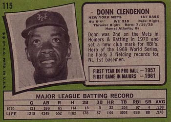 Donn Clendenon  baseball card collectible - Main Image 2