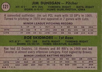 Cubs 1971 Rookie Stars (Jim Dunegan / Roe Skidmore)  baseball card collectible - Main Image 2