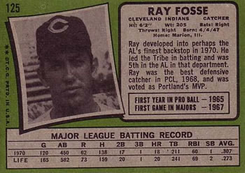 Ray Fosse  baseball card collectible - Main Image 2