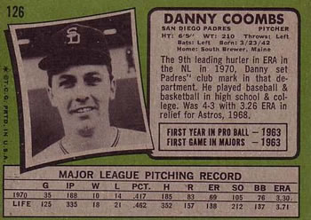 Danny Coombs  baseball card collectible - Main Image 2