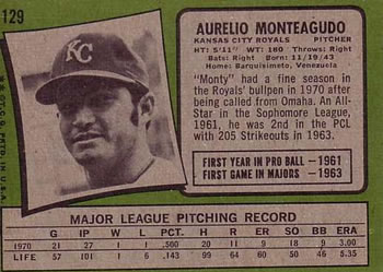 Aurelio Monteagudo  baseball card collectible - Main Image 2