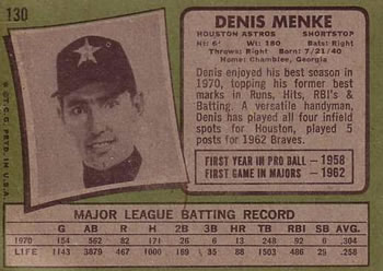 Denis Menke  baseball card collectible - Main Image 2