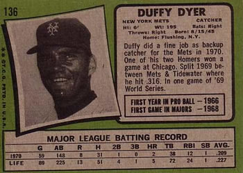 Duffy Dyer  baseball card collectible - Main Image 2