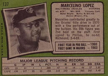 Marcelino Lopez  baseball card collectible - Main Image 2