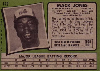 Mack Jones  baseball card collectible - Main Image 2