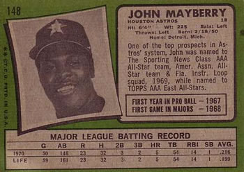 John Mayberry  baseball card collectible - Main Image 2