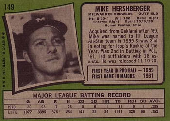 Mike Hershberger  baseball card collectible - Main Image 2