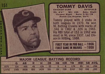 Tommy Davis  baseball card collectible - Main Image 2