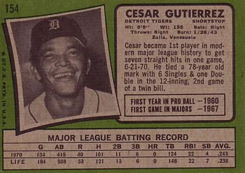 Cesar Gutierrez  baseball card collectible - Main Image 2