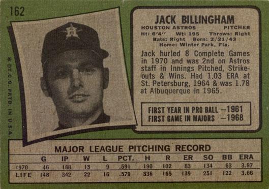 Jack Billingham  baseball card collectible - Main Image 2