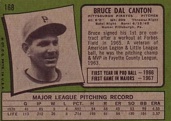 Bruce Dal Canton  baseball card collectible - Main Image 2