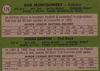 Red Sox 1971 Rookie Stars (Bob Montgomery / Doug Griffin)  baseball card collectible - Main Image 2