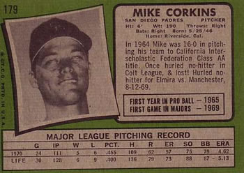 Mike Corkins  baseball card collectible - Main Image 2