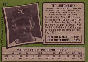 Ted Abernathy  baseball card collectible - Main Image 2