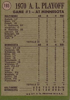 1970 A.L. Playoffs Game 1: Powell Muscles Twins!  baseball card collectible - Main Image 2