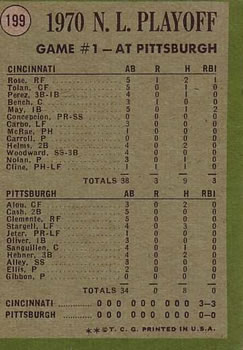 1970 N.L. Playoffs Game 1: Cline Pinch-Triple Decides It!  baseball card collectible - Main Image 2