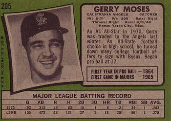 Gerry Moses  baseball card collectible - Main Image 2