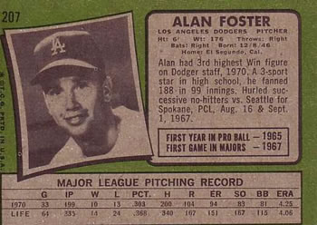 Alan Foster  baseball card collectible - Main Image 2