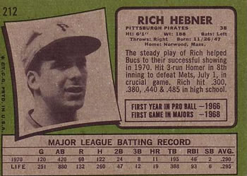 Rich Hebner  baseball card collectible - Main Image 2