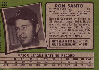 Ron Santo  baseball card collectible - Main Image 2