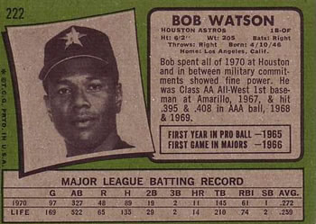 Bob Watson  baseball card collectible - Main Image 2