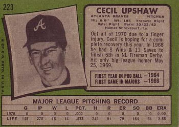 Cecil Upshaw  baseball card collectible - Main Image 2