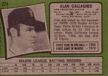 Alan Gallagher  baseball card collectible - Main Image 2