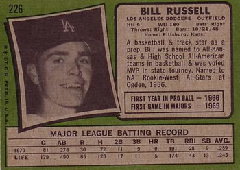 Bill Russell  baseball card collectible - Main Image 2