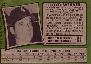 Floyd Weaver  baseball card collectible - Main Image 2