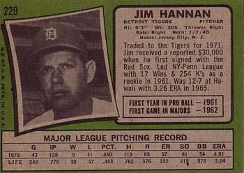 Jim Hannan  baseball card collectible - Main Image 2