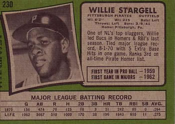 Willie Stargell  baseball card collectible - Main Image 2