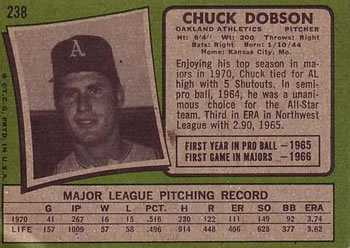Chuck Dobson  baseball card collectible - Main Image 2