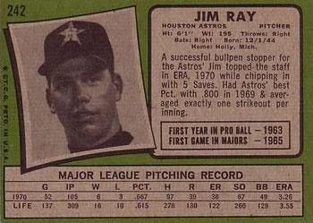 Jim Ray  baseball card collectible - Main Image 2