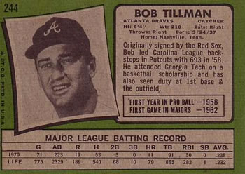 Bob Tillman  baseball card collectible - Main Image 2