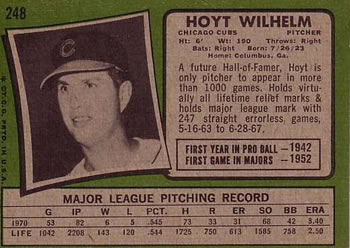 Hoyt Wilhelm  baseball card collectible - Main Image 2