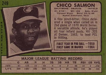 Chico Salmon  baseball card collectible - Main Image 2