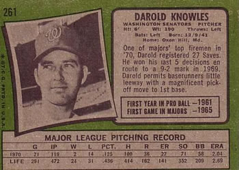 Darold Knowles  baseball card collectible - Main Image 2