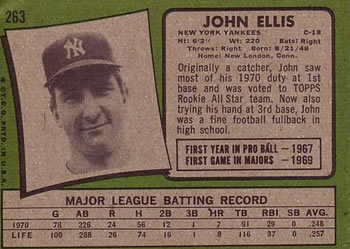 John Ellis  baseball card collectible - Main Image 2
