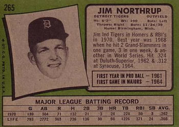 Jim Northrup  baseball card collectible - Main Image 2