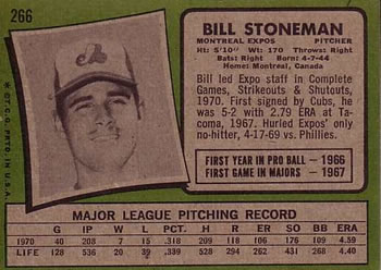 Bill Stoneman  baseball card collectible - Main Image 2