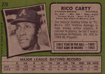 Rico Carty  baseball card collectible - Main Image 2