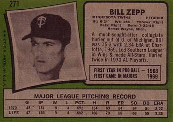 Bill Zepp  baseball card collectible - Main Image 2