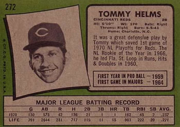 Tommy Helms  baseball card collectible - Main Image 2
