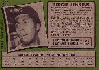 Fergie Jenkins  baseball card collectible - Main Image 2