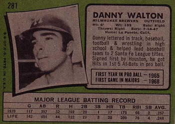 Danny Walton  baseball card collectible - Main Image 2