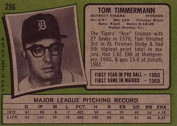 Tom Timmermann  baseball card collectible - Main Image 2