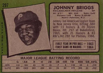 Johnny Briggs  baseball card collectible - Main Image 2