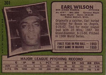 Earl Wilson  baseball card collectible - Main Image 2