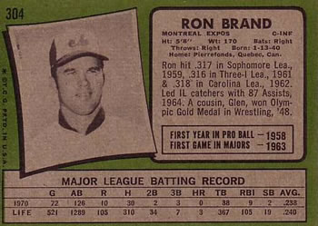Ron Brand  baseball card collectible - Main Image 2