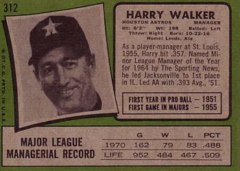 Harry Walker  baseball card collectible - Main Image 2